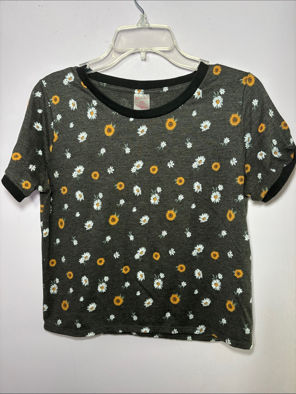 Dark Grey Floral No Boundaries Junior Size Top